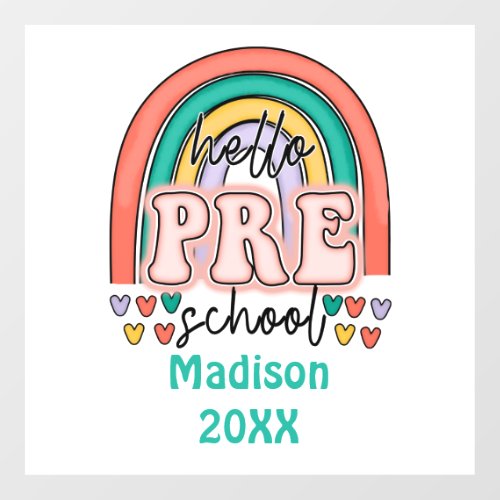 Personalized Back to School Pre_School Rainbow  Wall Decal