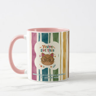 Personalized Back to School Retro Striped Cat Mug