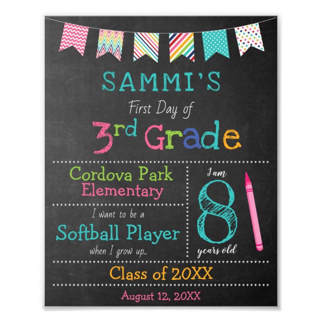 Personalized Back to School Sign - All Grades (Front)