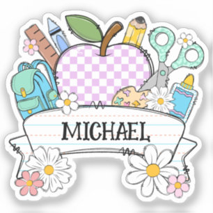 Personalized Back-to-School Supplies with Apple 2 Sticker