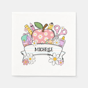 Personalized Back-to-School Supplies with Apple Napkins