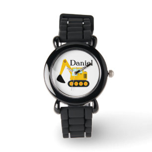 Personalized Backhoe Black Kid's Watch