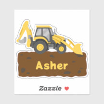 Personalized Backhoe Name Labels for Kids