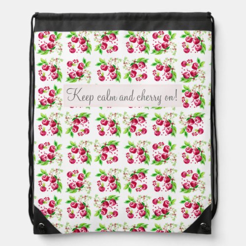 Personalized backpack Cherry bag Cherry pattern Drawstring Bag