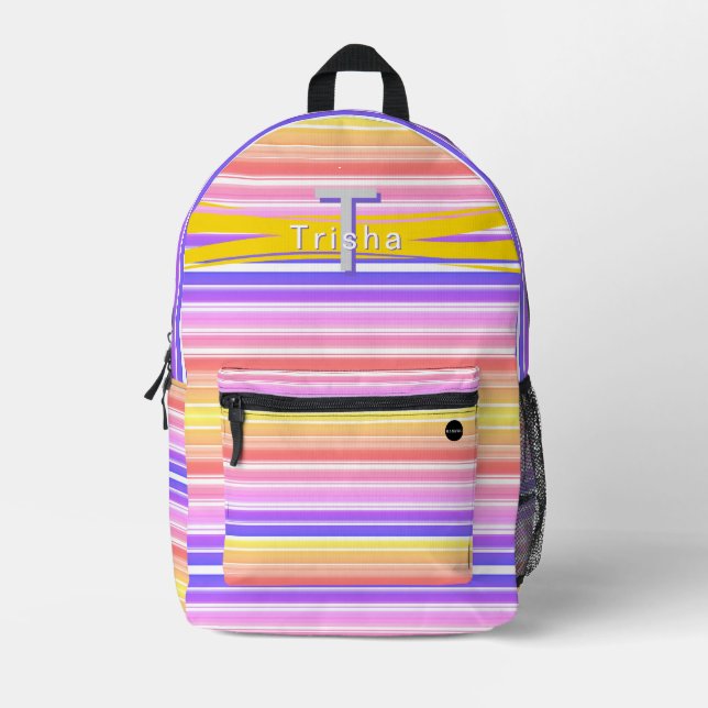 Personalized Backpack with Colored Stripes HAMbWG (Front)