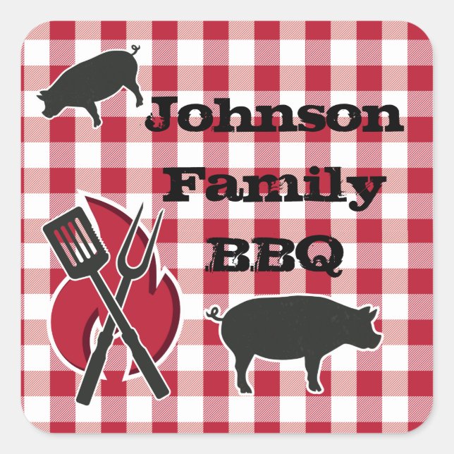 Personalized Backyard BBQ Party Stickers (Front)