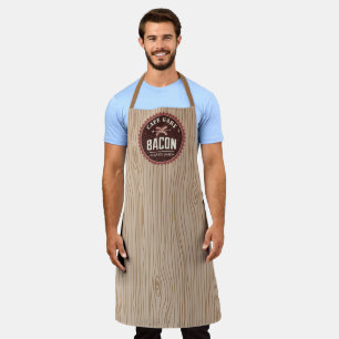 Personalized bacon faux wood cooking grilling apron