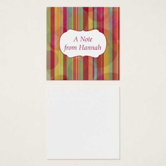 Personalized Badge Over Colorful Stripes & Circles (Front & Back)