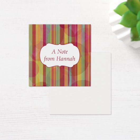 Personalized Badge Over Colorful Stripes & Circles (Desk)