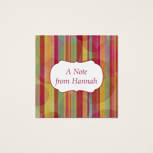 Personalized Badge Over Colorful Stripes & Circles (Front)