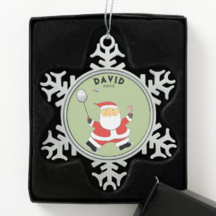 Personalized Badminton Collectible Snowflake Pewter Christmas Ornament