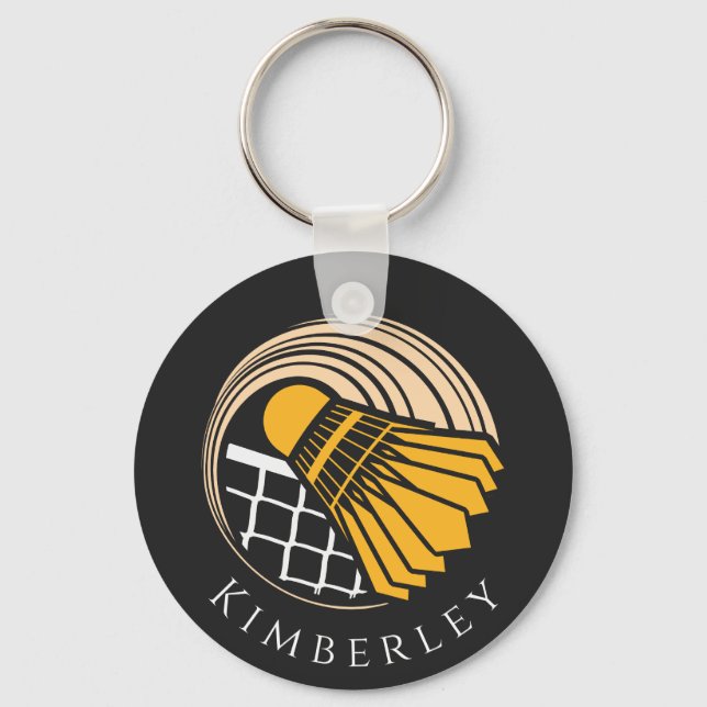 Personalized Badminton Modern Player Coach Birdie Keychain (Front)
