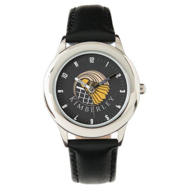 Personalized Badminton Modern Player Coach Birdie Watch (Front)