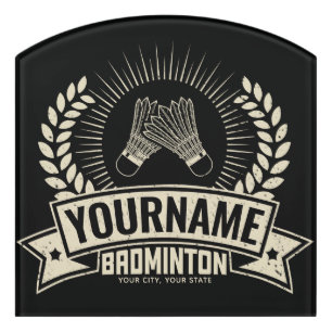 Personalized Badminton Player Name Racquet Sports Door Sign