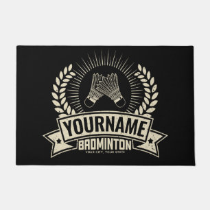 Personalized Badminton Player Name Racquet Sports Doormat
