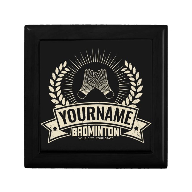 Personalized Badminton Player Name Racquet Sports  Gift Box (Front)