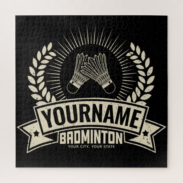 Personalized Badminton Player Name Racquet Sports  Jigsaw Puzzle (Vertical)