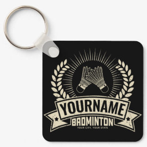 Personalized Badminton Player Name Racquet Sports  Keychain