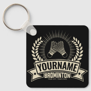 Personalized Badminton Player Name Racquet Sports Keychain