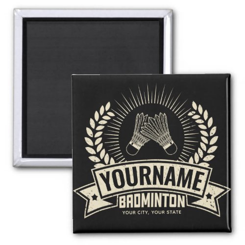Personalized Badminton Player Name Racquet Sports  Magnet