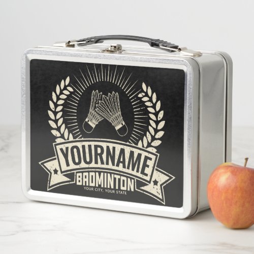 Personalized Badminton Player Name Racquet Sports  Metal Lunch Box