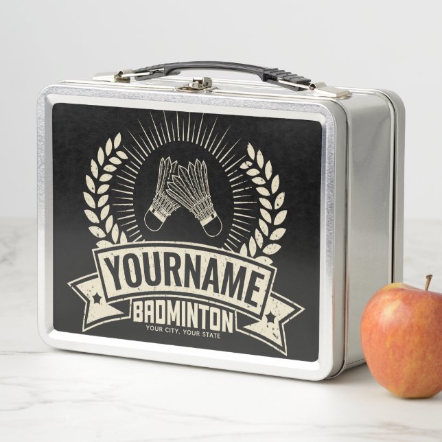 Personalized Badminton Player Name Racquet Sports  Metal Lunch Box (In Situ)