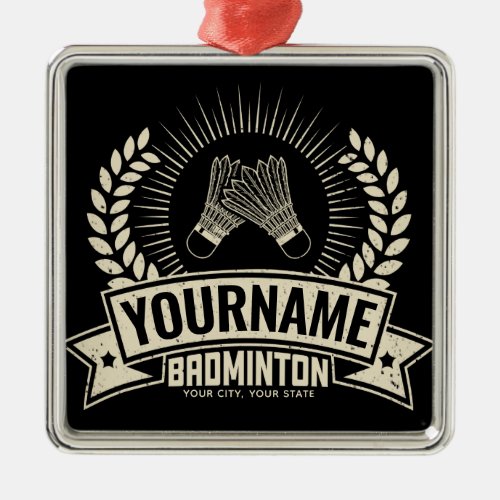 Personalized Badminton Player Name Racquet Sports Metal Ornament