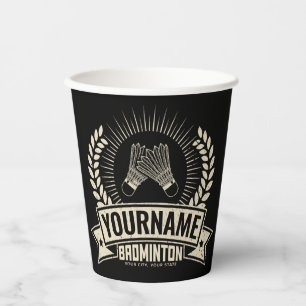 Personalized Badminton Player Name Racquet Sports Paper Cups