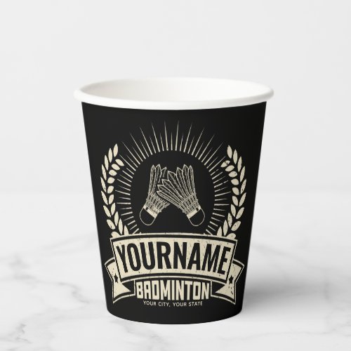Personalized Badminton Player Name Racquet Sports  Paper Cups