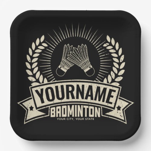 Personalized Badminton Player Name Racquet Sports  Paper Plates