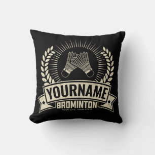 Personalized Badminton Player Name Racquet Sports  Throw Pillow