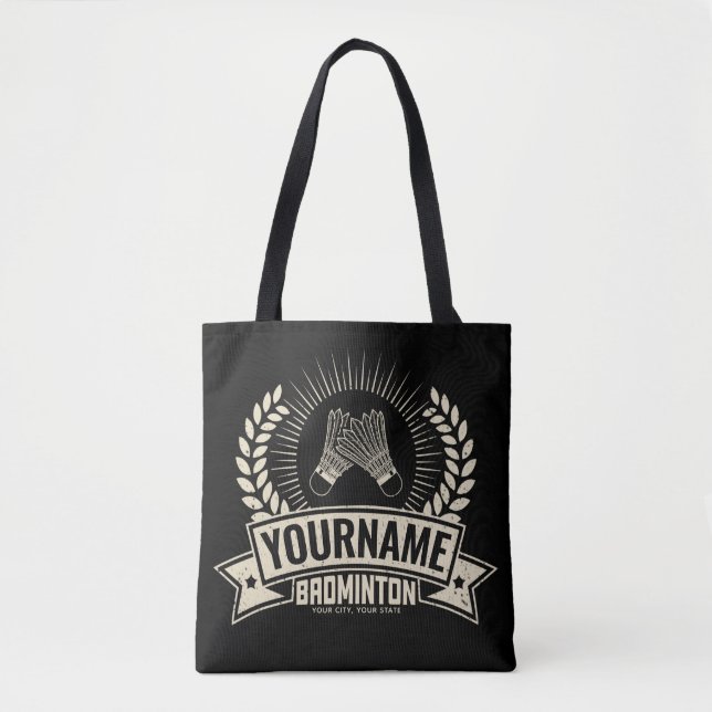 Personalized Badminton Player Name Racquet Sports  Tote Bag (Front)