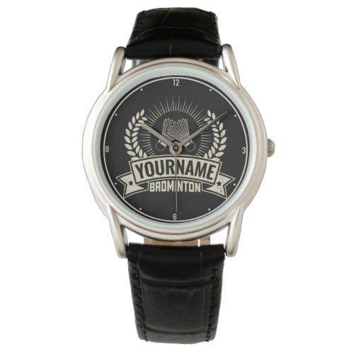 Personalized Badminton Player Name Racquet Sports  Watch