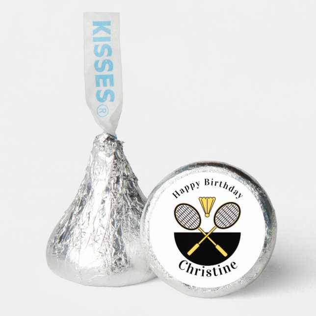 Personalized Badminton Rackets Birdie Birthday Hershey®'s Kisses® (Front)