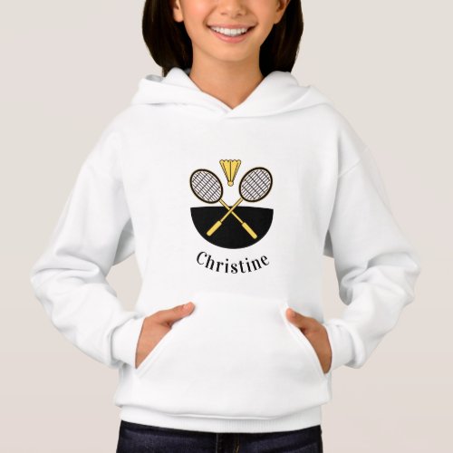 Personalized Badminton Rackets Birdie Yellow Black Hoodie