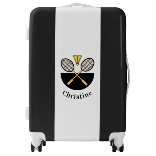 Personalized Badminton Rackets Birdie Yellow Black Luggage