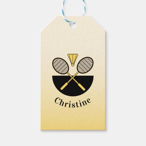 Personalized Badminton Rackets Birdie Yellow Ombre Gift Tags