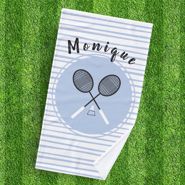 Personalized Badminton Rackets Shuttlecock Blue Hand Towel (Creator Uploaded)