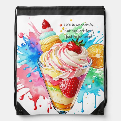 Personalized bag Dessert tote Pastel pattern Drawstring Bag
