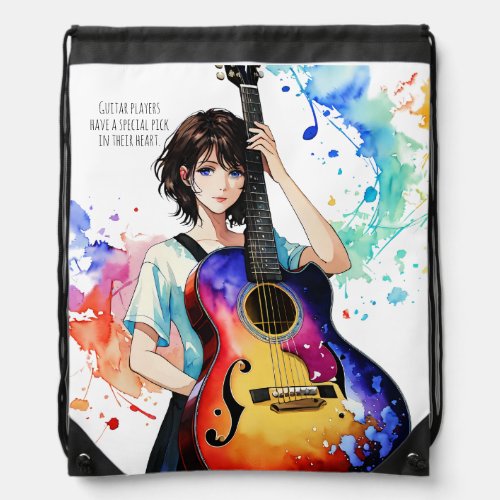 Personalized bag Guitar backpack Pastel pattern Drawstring Bag