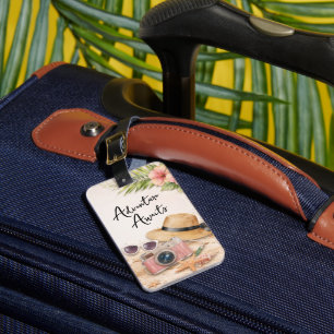 Personalized Bag Tag Adventure Awaits Floral Art