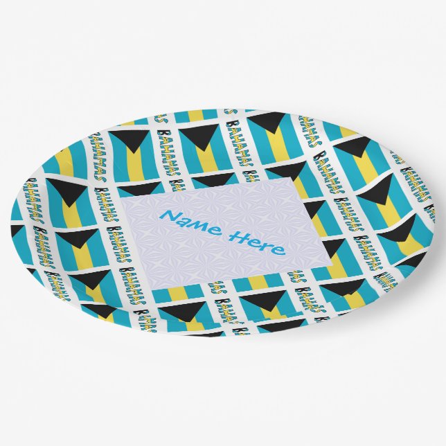 Personalized Bahamas Patriotic Party Paper Plates (Angled)