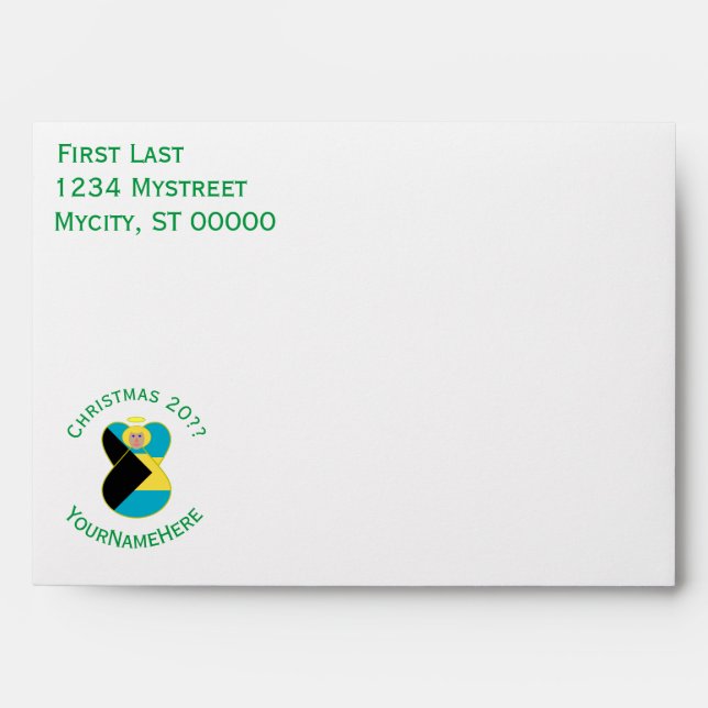 Personalized Bahamian Angel Christmas Flag  Envelope (Front)