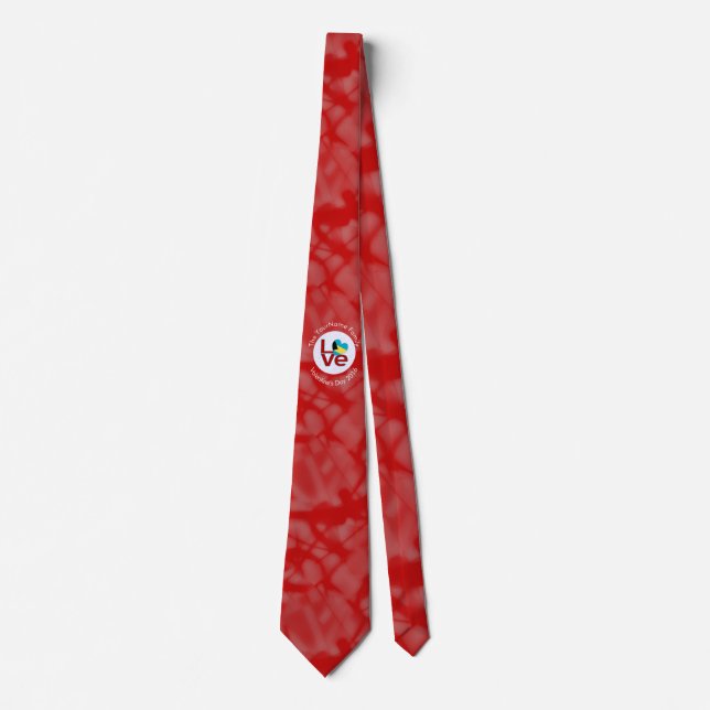 Personalized Bahamian Flag Red LOVE Flag Tie (Front)