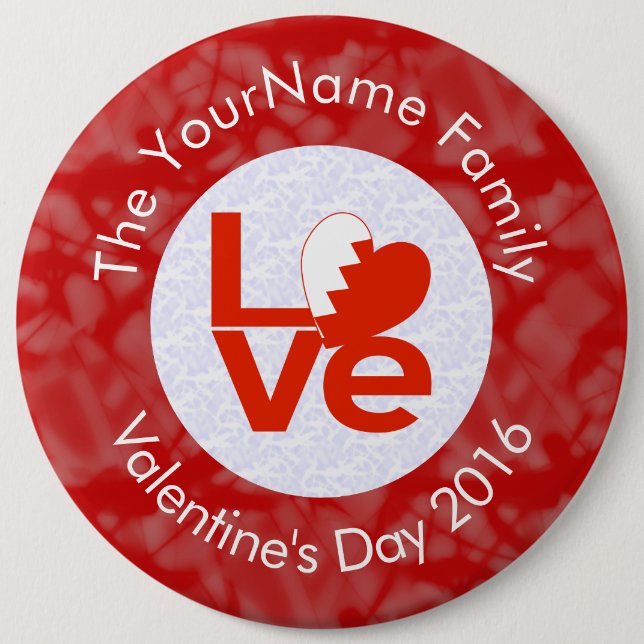 Personalized Bahraini Red LOVE Flag Pinback Button (Front)