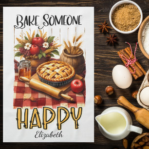 Personalized Bake Someone Happy Kitchen Towel
