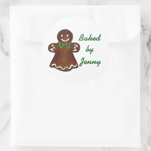 Personalized Baked By Gingerbread Cookie Homemade Classic Round Sticker