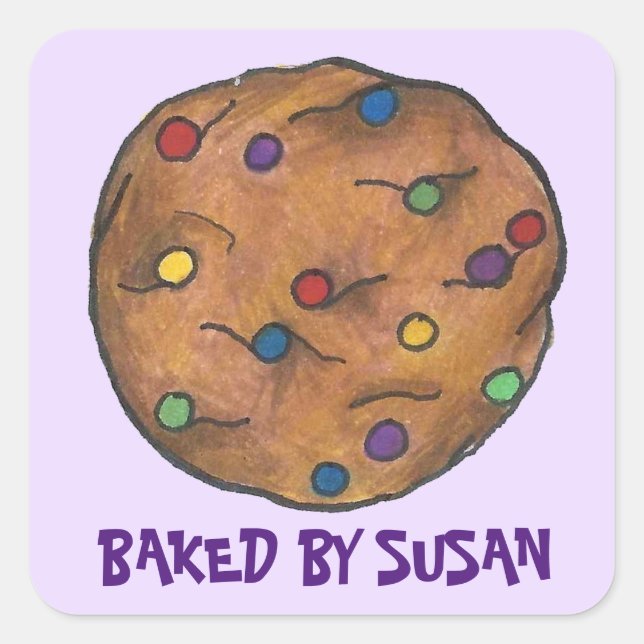 Personalized Baked By Rainbow Cookie Stickers (Front)