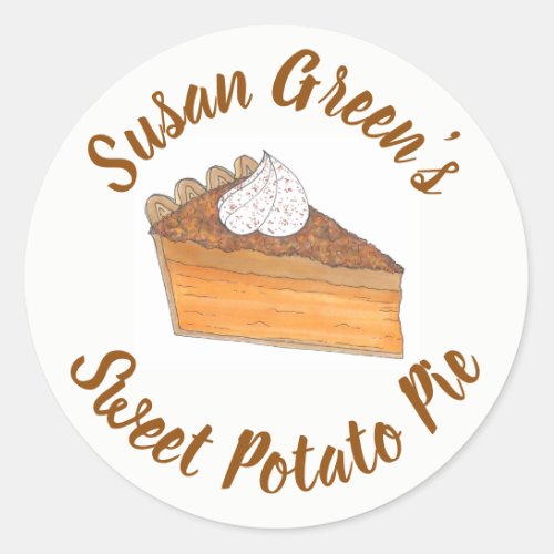 Personalized Baked By Sweet Potato Pie Slice Classic Round Sticker