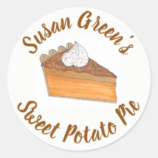 Personalized Baked By Sweet Potato Pie Slice Classic Round Sticker